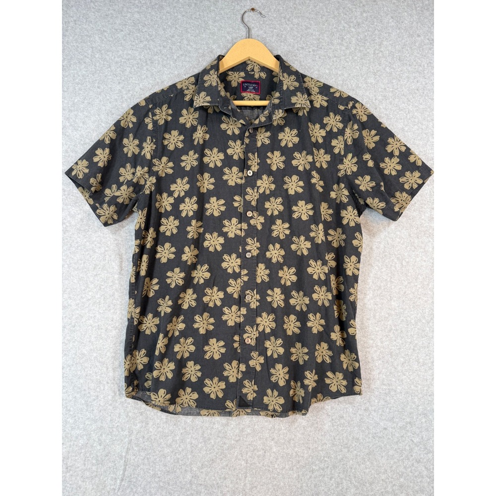 UNTUCKit Large Slim Fit Shirt Floral Cotton Short Sleeve Button Down